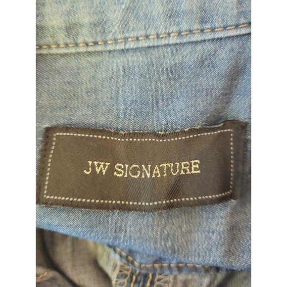 Sleeveless Denim Button-Up Shirt By JW Signature  Medium  100% Cotton  Distresse - Picture 5 of 12